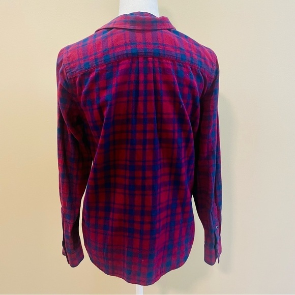 Madewell Red and Blue Plaid Flannel Shirt Medium - Picture 3 of 7